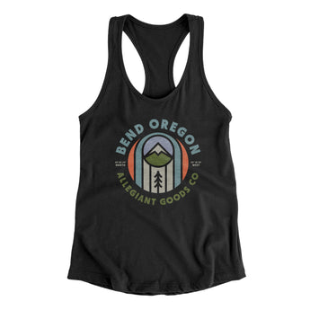 Bend Oregon Retro Badge Women's Racerback Tank-Black-Allegiant Goods Co. Vintage Sports Apparel