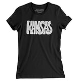 Kansas State Shape Text Women's T-Shirt-Black-Allegiant Goods Co. Vintage Sports Apparel