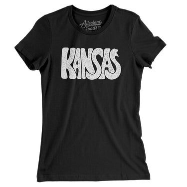 Kansas State Shape Text Women's T-Shirt-Black-Allegiant Goods Co. Vintage Sports Apparel