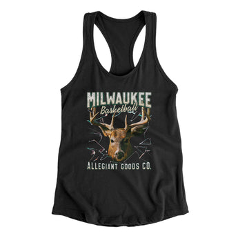 Milwaukee Basketball Throwback Mascot Women's Racerback Tank-Allegiant Goods Co. Vintage Sports Apparel