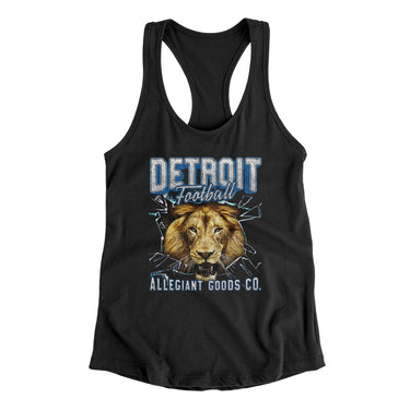 Detroit Football Throwback Mascot Women's Racerback Tank-Allegiant Goods Co. Vintage Sports Apparel