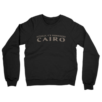 Actually It's Pronounced Cairo Midweight French Terry Crewneck Sweatshirt-Black-Allegiant Goods Co. Vintage Sports Apparel