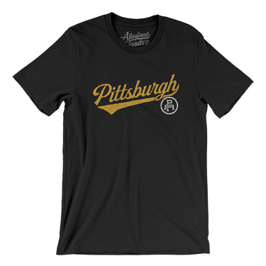 Pittsburgh Vintage Script Men/Unisex T-Shirt-Black-Allegiant Goods Co. Vintage Sports Apparel