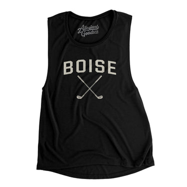 Boise Golf Women's Flowey Scoopneck Muscle Tank-Black-Allegiant Goods Co. Vintage Sports Apparel
