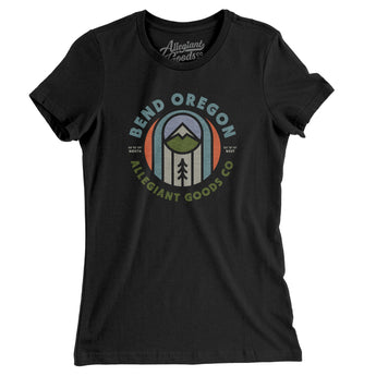 Bend Oregon Retro Badge Women's T-Shirt-Black-Allegiant Goods Co. Vintage Sports Apparel