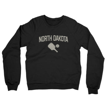 North Dakota Pickleball Midweight French Terry Crewneck Sweatshirt-Black-Allegiant Goods Co. Vintage Sports Apparel