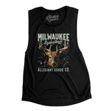Milwaukee Basketball Throwback Mascot Women's Flowey Scoopneck Muscle Tank-Allegiant Goods Co. Vintage Sports Apparel