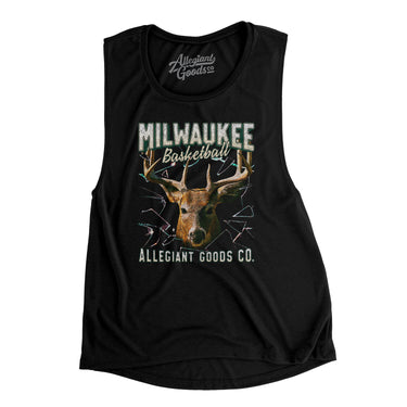 Milwaukee Basketball Throwback Mascot Women's Flowey Scoopneck Muscle Tank-Allegiant Goods Co. Vintage Sports Apparel