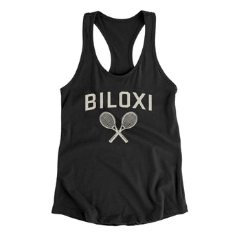 Biloxi Tennis Women's Racerback Tank-Black-Allegiant Goods Co. Vintage Sports Apparel