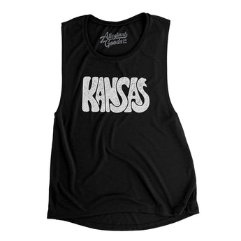 Kansas State Shape Text Women's Flowey Scoopneck Muscle Tank-Allegiant Goods Co. Vintage Sports Apparel