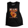 Miami Basketball Throwback Mascot Women's Flowey Scoopneck Muscle Tank-Black-Allegiant Goods Co. Vintage Sports Apparel