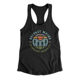 Belfast Maine Retro Badge Women's Racerback Tank-Black-Allegiant Goods Co. Vintage Sports Apparel