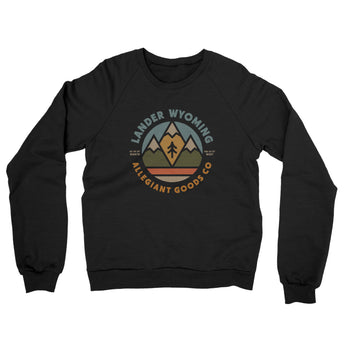 Lander Wyoming Retro Badge Midweight French Terry Crewneck Sweatshirt-Black-Allegiant Goods Co. Vintage Sports Apparel