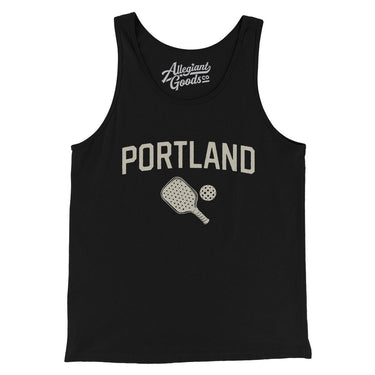 Portland Pickleball Men/Unisex Tank Top-Black-Allegiant Goods Co. Vintage Sports Apparel