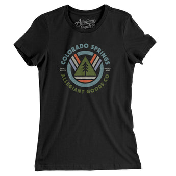 Colorado Springs Retro Badge Women's T-Shirt-Black-Allegiant Goods Co. Vintage Sports Apparel