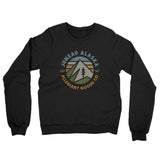 Juneau Alaska Retro Badge Midweight French Terry Crewneck Sweatshirt-Black-Allegiant Goods Co. Vintage Sports Apparel