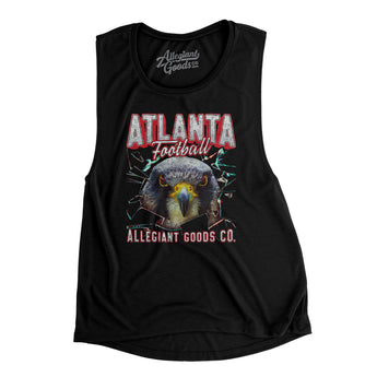 Atlanta Football Throwback Mascot Women's Flowey Scoopneck Muscle Tank-Black-Allegiant Goods Co. Vintage Sports Apparel