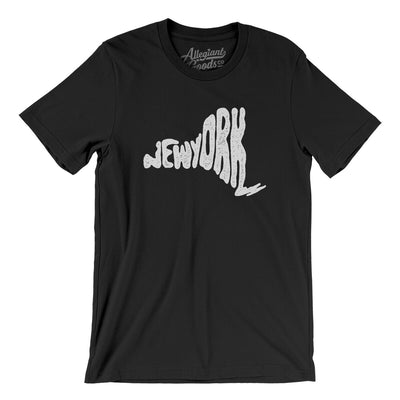 New York State Shape Text Men/Unisex T-Shirt-Black-Allegiant Goods Co. Vintage Sports Apparel