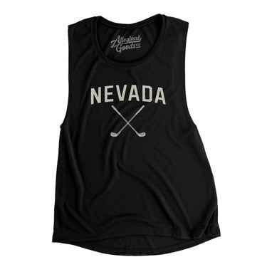 Nevada Golf Women's Flowey Scoopneck Muscle Tank-Black-Allegiant Goods Co. Vintage Sports Apparel