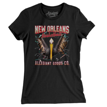 New Orleans Basketball Throwback Mascot Women's T-Shirt-Allegiant Goods Co. Vintage Sports Apparel