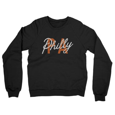 Philly Pa Overprinted Midweight French Terry Crewneck Sweatshirt-Black-Allegiant Goods Co. Vintage Sports Apparel