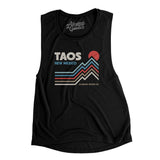 Taos New Mexico Women's Flowey Scoopneck Muscle Tank-Black-Allegiant Goods Co. Vintage Sports Apparel
