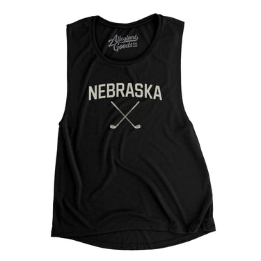 Nebraska Golf Women's Flowey Scoopneck Muscle Tank-Black-Allegiant Goods Co. Vintage Sports Apparel