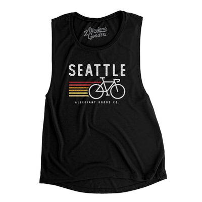 Seattle Cycling Women's Flowey Scoopneck Muscle Tank-Black-Allegiant Goods Co. Vintage Sports Apparel