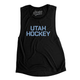 Utah Hockey Women's Flowey Scoopneck Muscle Tank-Black-Allegiant Goods Co. Vintage Sports Apparel