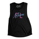 Miami Fl Overprinted Women's Flowey Scoopneck Muscle Tank-Allegiant Goods Co. Vintage Sports Apparel