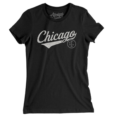 Chicago Vintage Script Women's T-Shirt-Black-Allegiant Goods Co. Vintage Sports Apparel