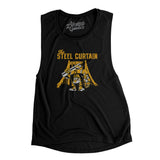 The Steel Curtain Women's Flowey Scoopneck Muscle Tank-Black-Allegiant Goods Co. Vintage Sports Apparel
