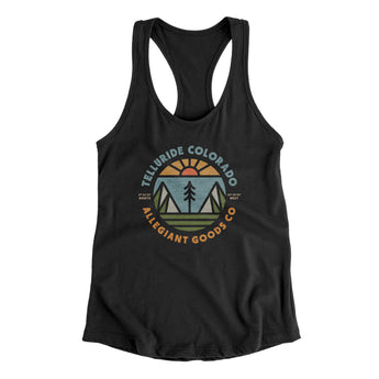 Telluride Colorado Retro Badge Women's Racerback Tank-Black-Allegiant Goods Co. Vintage Sports Apparel