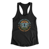 Telluride Colorado Retro Badge Women's Racerback Tank-Black-Allegiant Goods Co. Vintage Sports Apparel