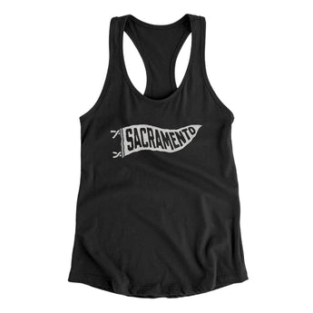 Sacramento Pennant Women's Racerback Tank-Black-Allegiant Goods Co. Vintage Sports Apparel