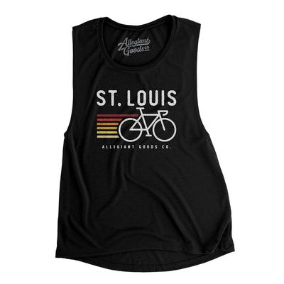 St. Louis Cycling Women's Flowey Scoopneck Muscle Tank-Black-Allegiant Goods Co. Vintage Sports Apparel