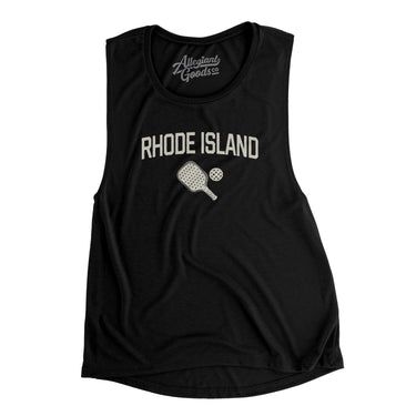Rhode Island Pickleball Women's Flowey Scoopneck Muscle Tank-Black-Allegiant Goods Co. Vintage Sports Apparel