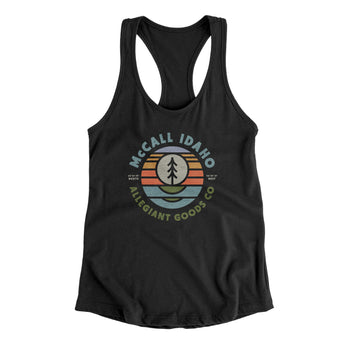 Mccall Idaho Retro Badge Women's Racerback Tank-Black-Allegiant Goods Co. Vintage Sports Apparel