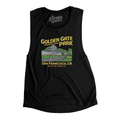 Golden Gate Park Women's Flowey Scoopneck Muscle Tank-Black-Allegiant Goods Co. Vintage Sports Apparel