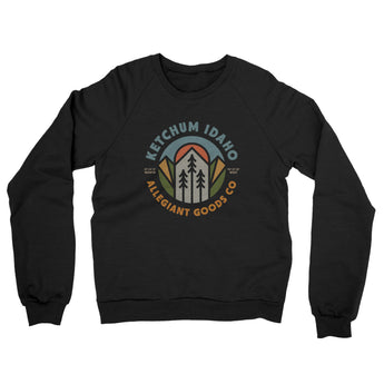 Ketchum Idaho Retro Badge Midweight French Terry Crewneck Sweatshirt-Black-Allegiant Goods Co. Vintage Sports Apparel
