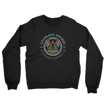 Colorado Springs Retro Badge Midweight French Terry Crewneck Sweatshirt-Black-Allegiant Goods Co. Vintage Sports Apparel