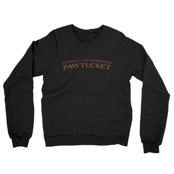 Actually It's Pronounced Pawtucket Midweight French Terry Crewneck Sweatshirt-Black-Allegiant Goods Co. Vintage Sports Apparel