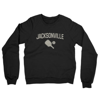 Jacksonville Pickleball Midweight French Terry Crewneck Sweatshirt-Black-Allegiant Goods Co. Vintage Sports Apparel