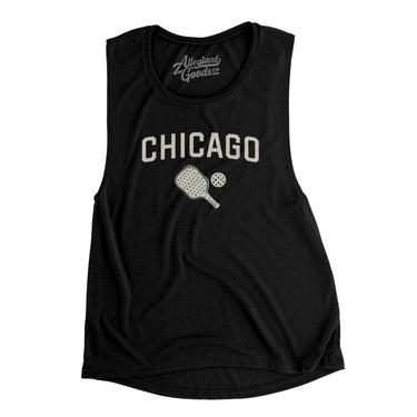 Chicago Pickleball Women's Flowey Scoopneck Muscle Tank-Black-Allegiant Goods Co. Vintage Sports Apparel
