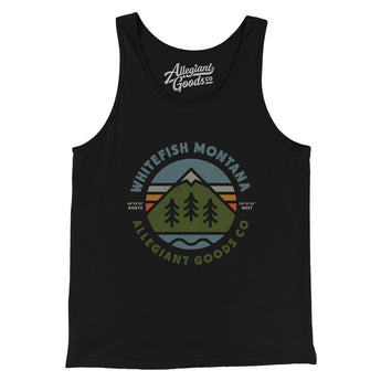Whitefish Montana Retro Badge Men/Unisex Tank Top-Black-Allegiant Goods Co. Vintage Sports Apparel