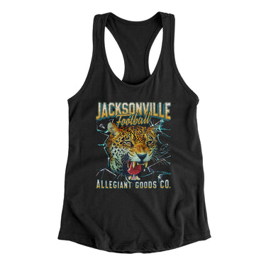 Jacksonville Football Throwback Mascot Women's Racerback Tank-Allegiant Goods Co. Vintage Sports Apparel