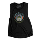 Bend Oregon Retro Badge Women's Flowey Scoopneck Muscle Tank-Black-Allegiant Goods Co. Vintage Sports Apparel