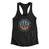 Lake Placid New York Retro Badge Women's Racerback Tank-Black-Allegiant Goods Co. Vintage Sports Apparel