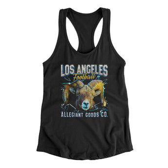 Los Angeles Football Throwback Mascot - Ram Women's Racerback Tank-Allegiant Goods Co. Vintage Sports Apparel
