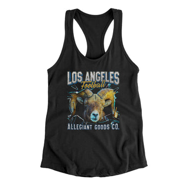 Los Angeles Football Throwback Mascot - Ram Women's Racerback Tank-Allegiant Goods Co. Vintage Sports Apparel